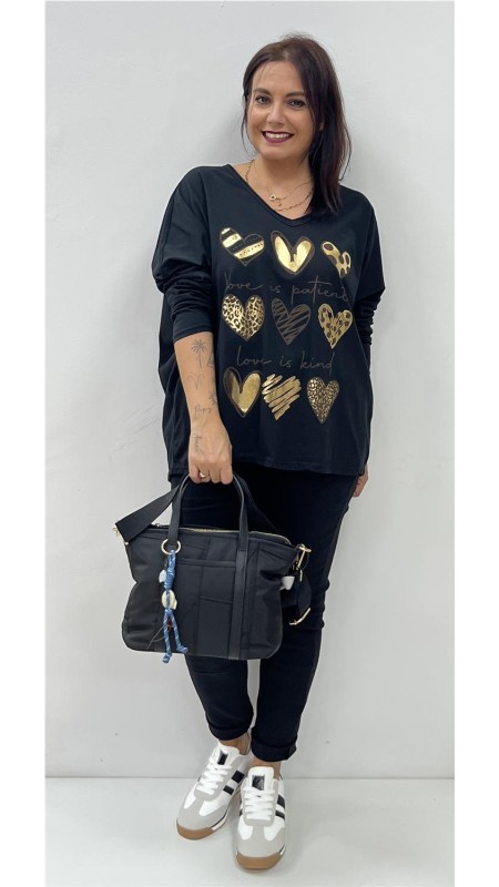 CAMISETA 9 CORAZONES NEGRO 2