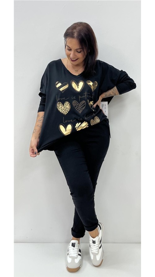 CAMISETA 9 CORAZONES NEGRO