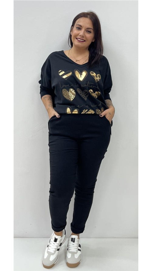 CAMISETA 9 CORAZONES NEGRO