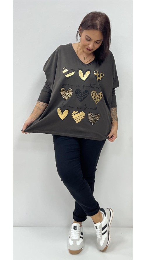 CAMISETA 9 CORAZONES MARRON