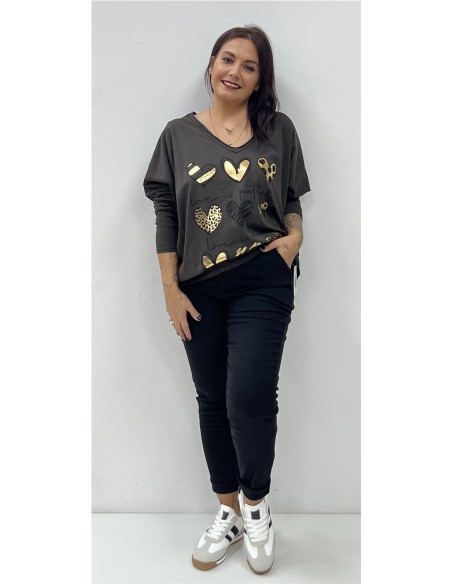 CAMISETA 9 CORAZONES MARRON