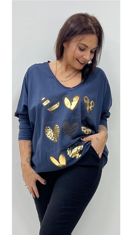 CAMISETA 9 CORAZONES MARINO