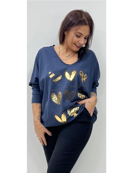 CAMISETA 9 CORAZONES MARINO