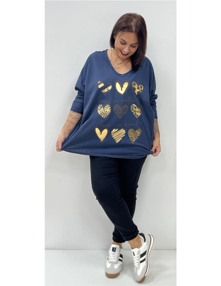 CAMISETA 9 CORAZONES MARINO