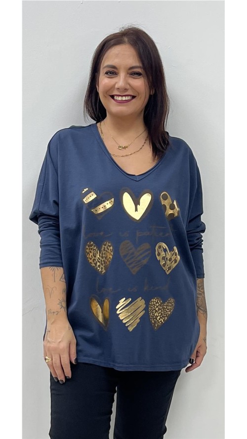 CAMISETA 9 CORAZONES MARINO