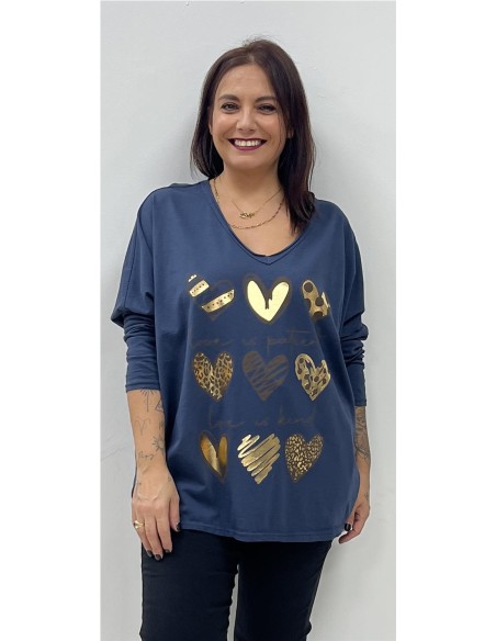 CAMISETA 9 CORAZONES MARINO