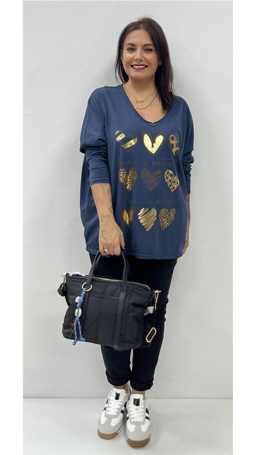 CAMISETA 9 CORAZONES MARINO