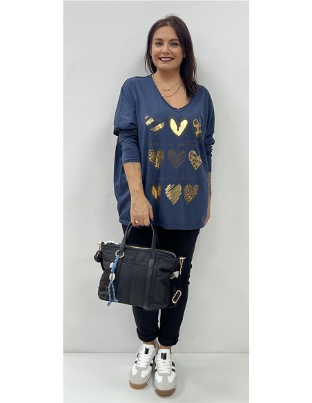 CAMISETA 9 CORAZONES MARINO