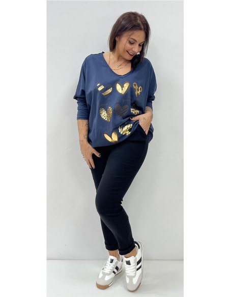 CAMISETA 9 CORAZONES MARINO