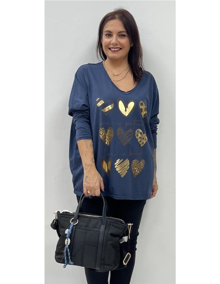 CAMISETA 9 CORAZONES MARINO