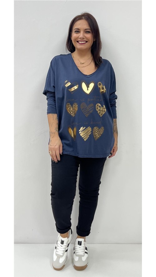 CAMISETA 9 CORAZONES MARINO