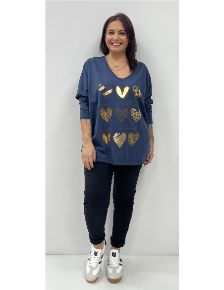 CAMISETA 9 CORAZONES MARINO