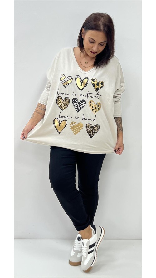 CAMISETA 9 CORAZONES BEIG