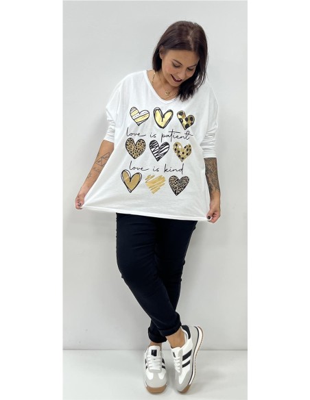 CAMISETA 9 CORAZONES BLANCO