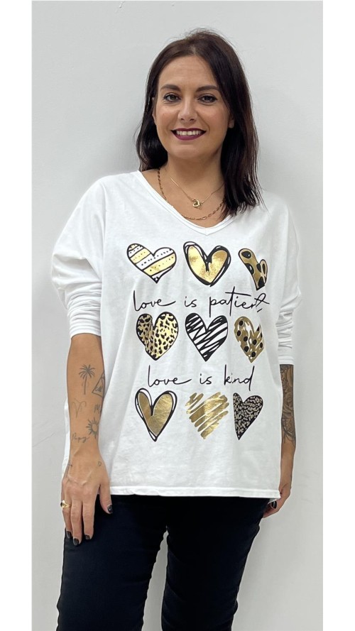 CAMISETA 9 CORAZONES BLANCO