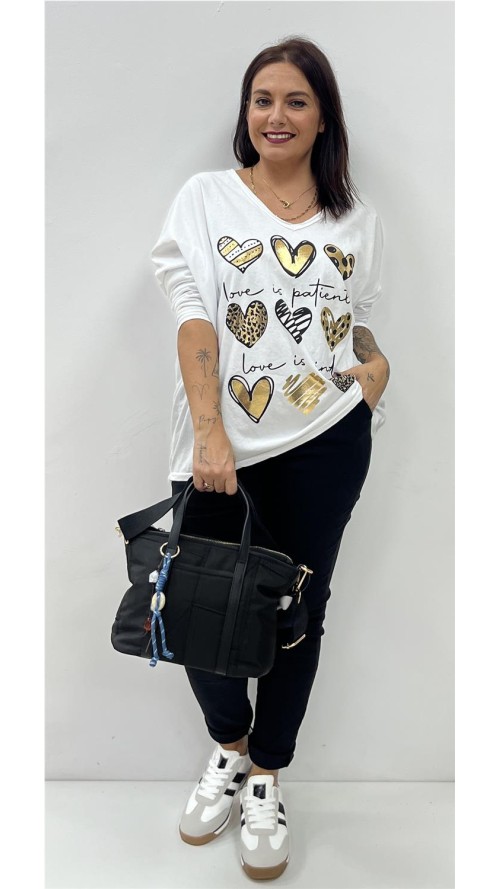 CAMISETA 9 CORAZONES BLANCO
