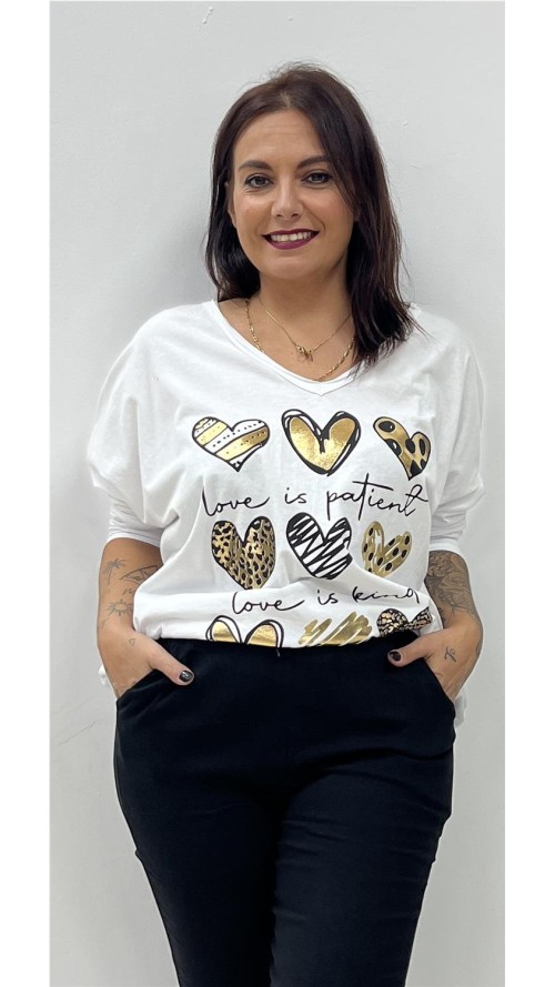 CAMISETA 9 CORAZONES BLANCO