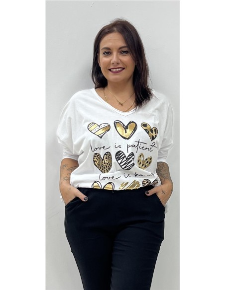 CAMISETA 9 CORAZONES BLANCO