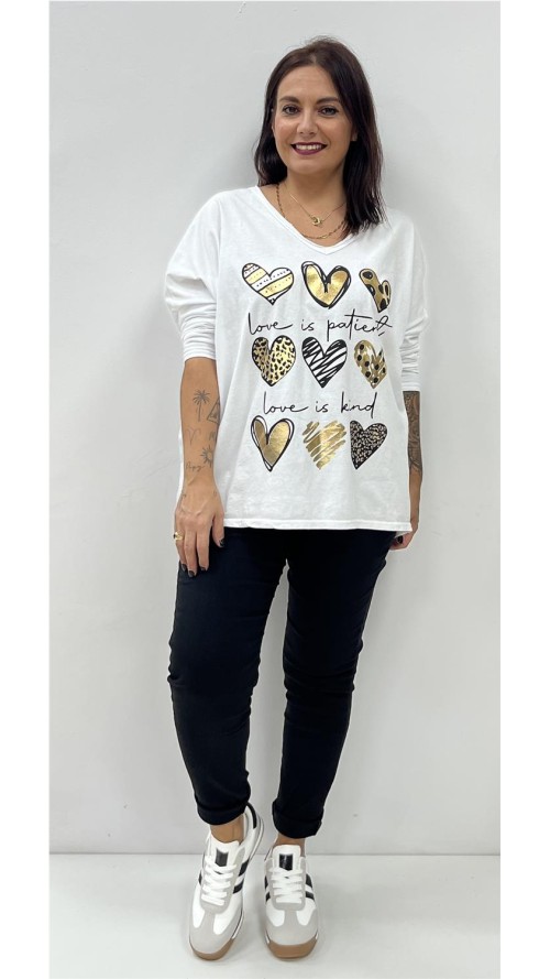 CAMISETA 9 CORAZONES BLANCO