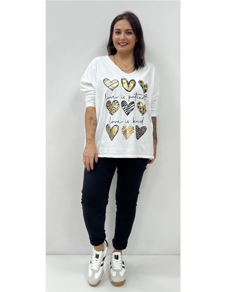 CAMISETA 9 CORAZONES BLANCO