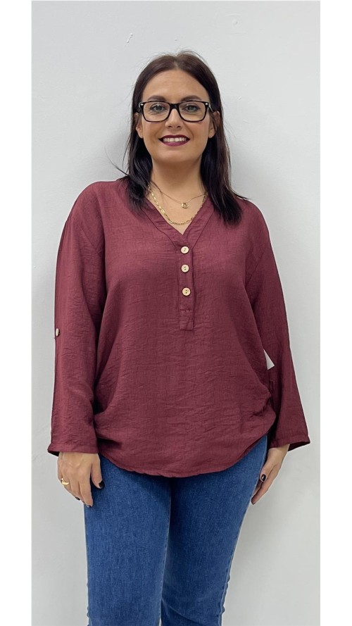 CAMISA GALATEA BURDEOS