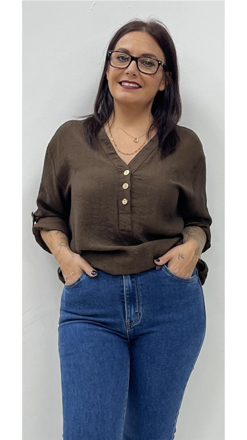 CAMISA GALATEA MARRON