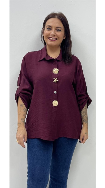 CAMISA AGATA BURDEOS