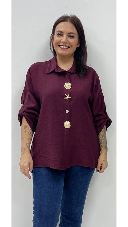 CAMISA AGATA BURDEOS