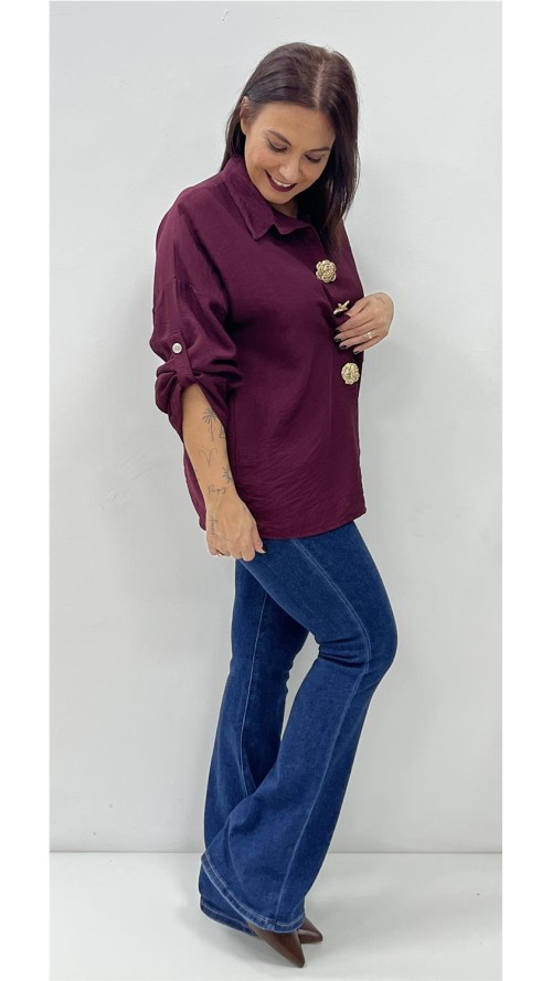 CAMISA AGATA BURDEOS