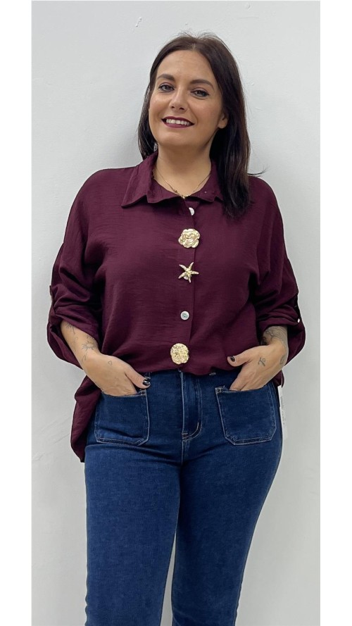 CAMISA AGATA BURDEOS