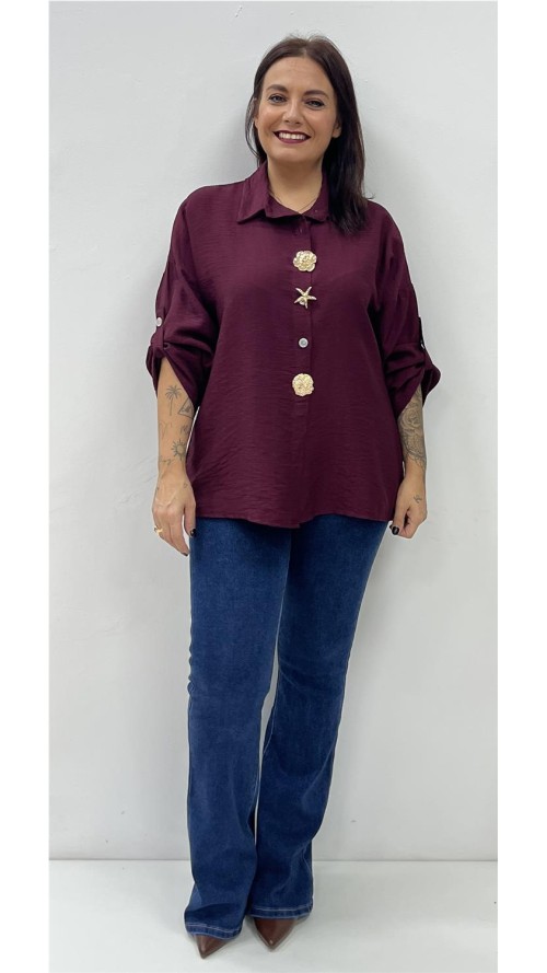 CAMISA AGATA BURDEOS