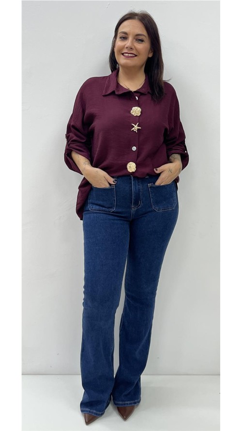 CAMISA AGATA BURDEOS