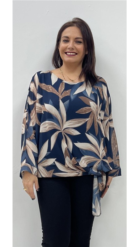 BLUSA FLORES MARINO