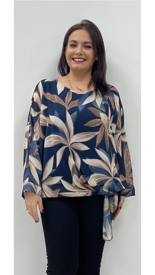 BLUSA FLORES MARINO