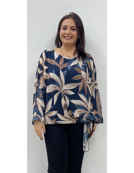 BLUSA FLORES MARINO