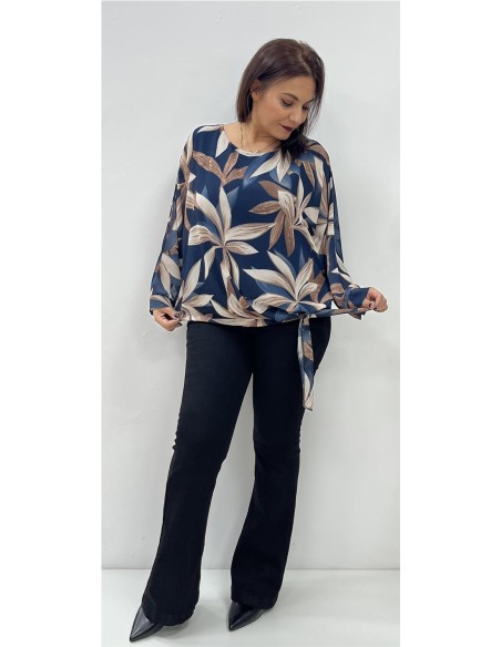 BLUSA FLORES MARINO