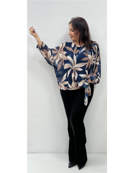 BLUSA FLORES MARINO