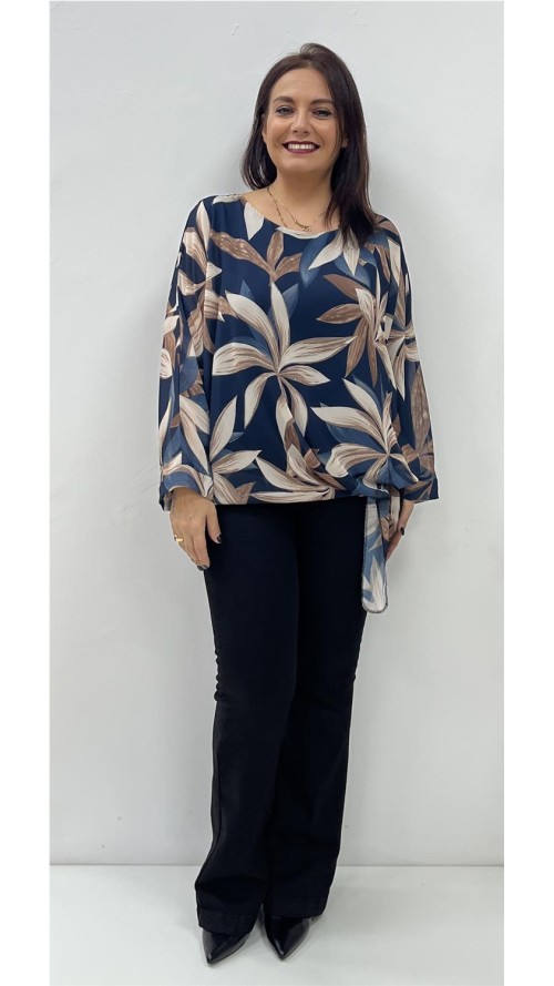 BLUSA FLORES MARINO