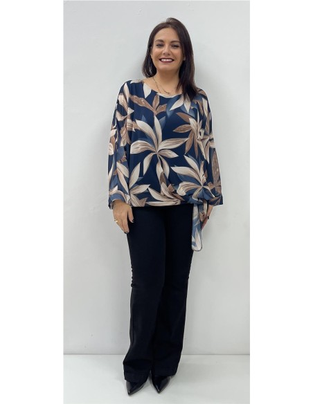BLUSA FLORES MARINO