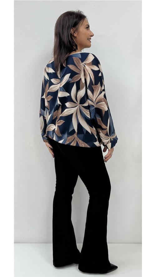 BLUSA FLORES MARINO