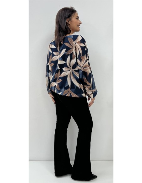 BLUSA FLORES MARINO