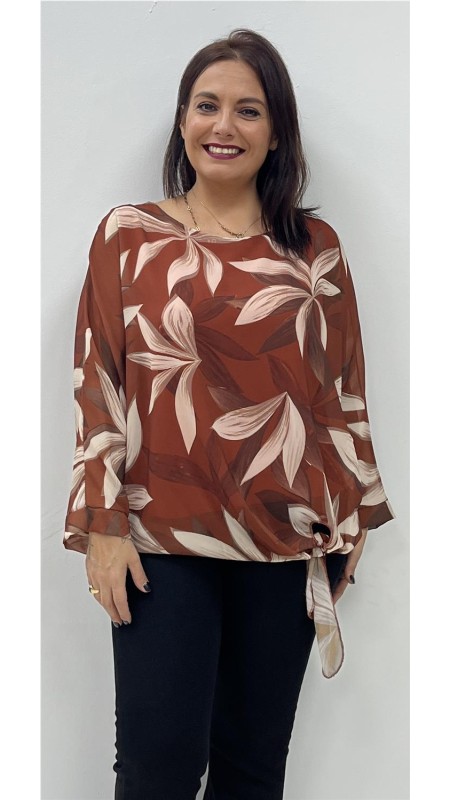 BLUSA FLORES TEJA