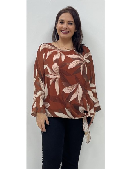 BLUSA FLORES TEJA