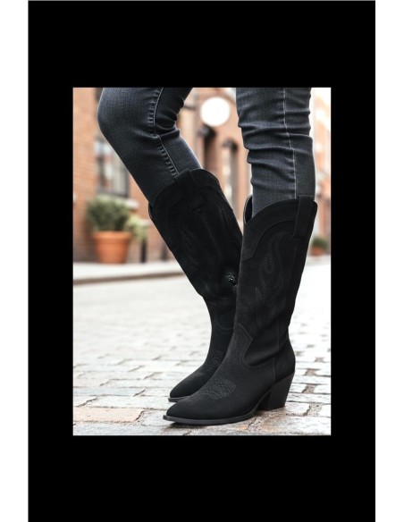 BOTIN COW BOY SERRAJE NEGRO