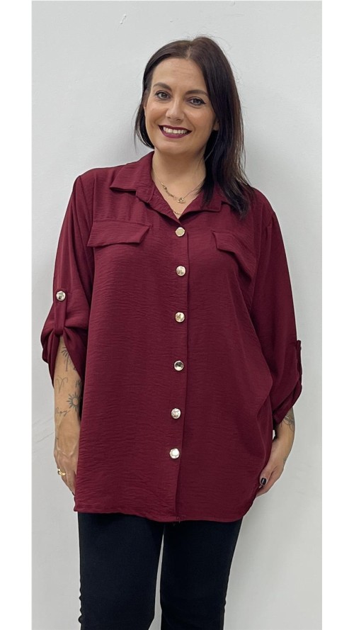 CAMISA BASIC PLUSA BURDEOS