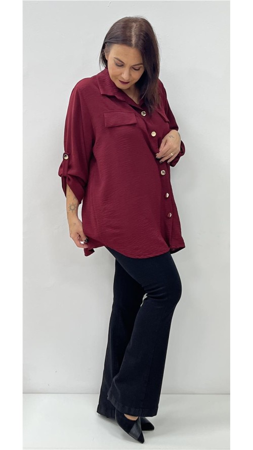 CAMISA BASIC PLUSA BURDEOS