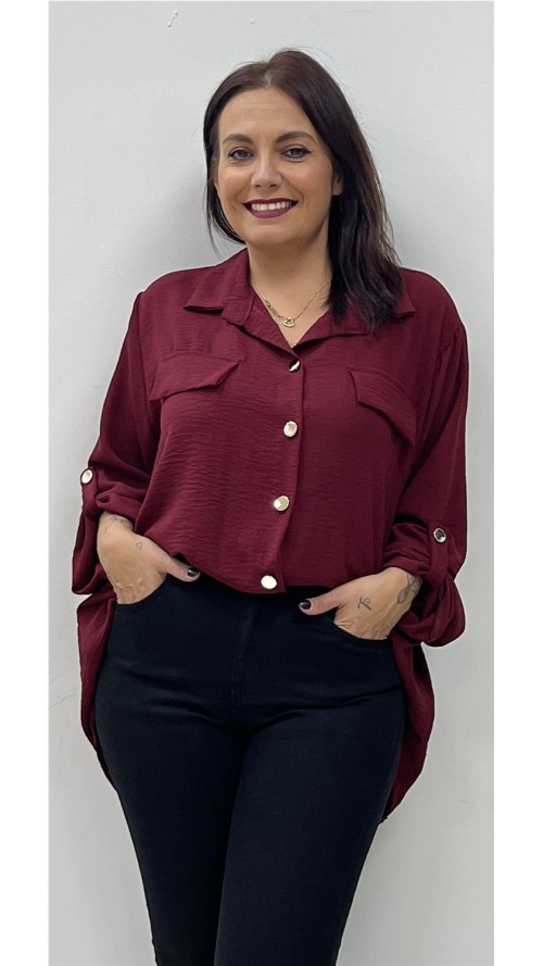 CAMISA BASIC PLUSA BURDEOS