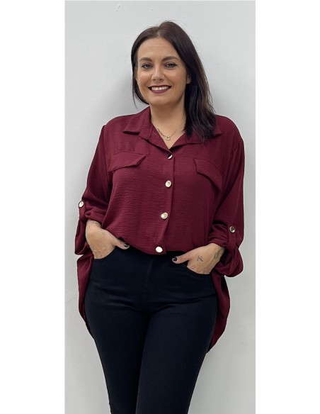 CAMISA BASIC PLUSA BURDEOS