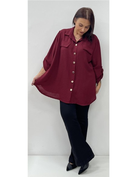 CAMISA BASIC PLUSA BURDEOS