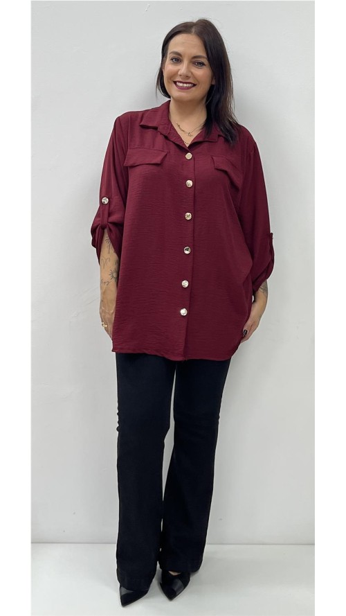 CAMISA BASIC PLUSA BURDEOS